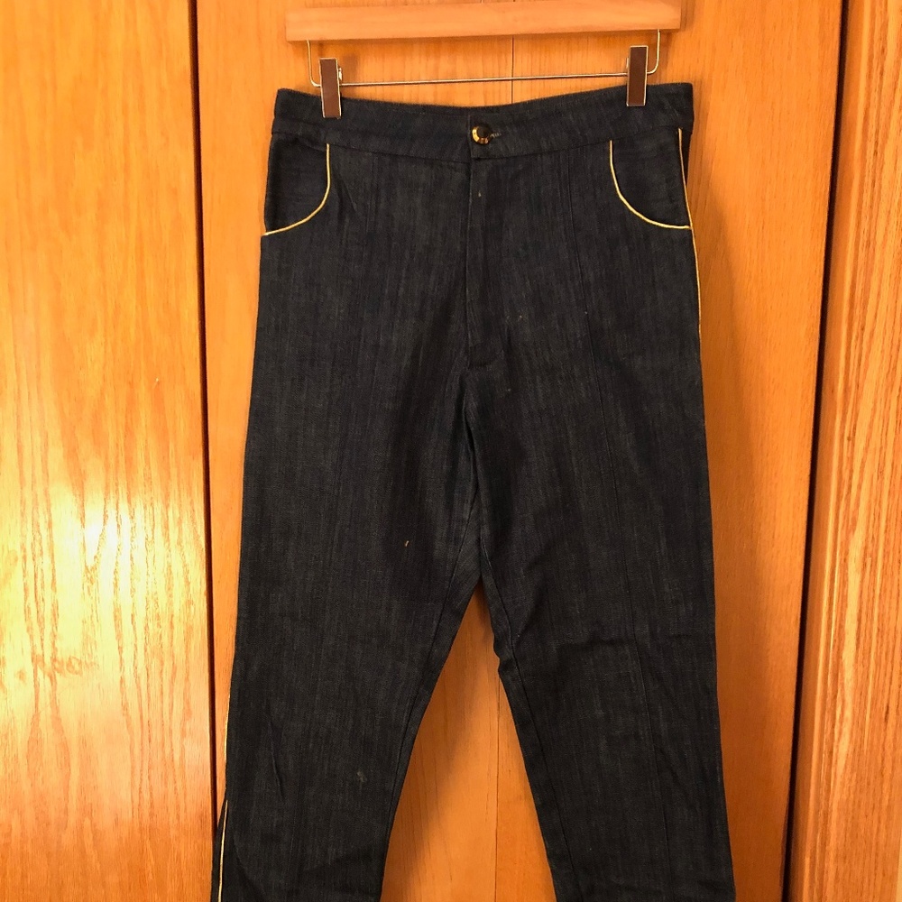 Gold Trip Lined Cropped High Waist Dark Wash Jeans